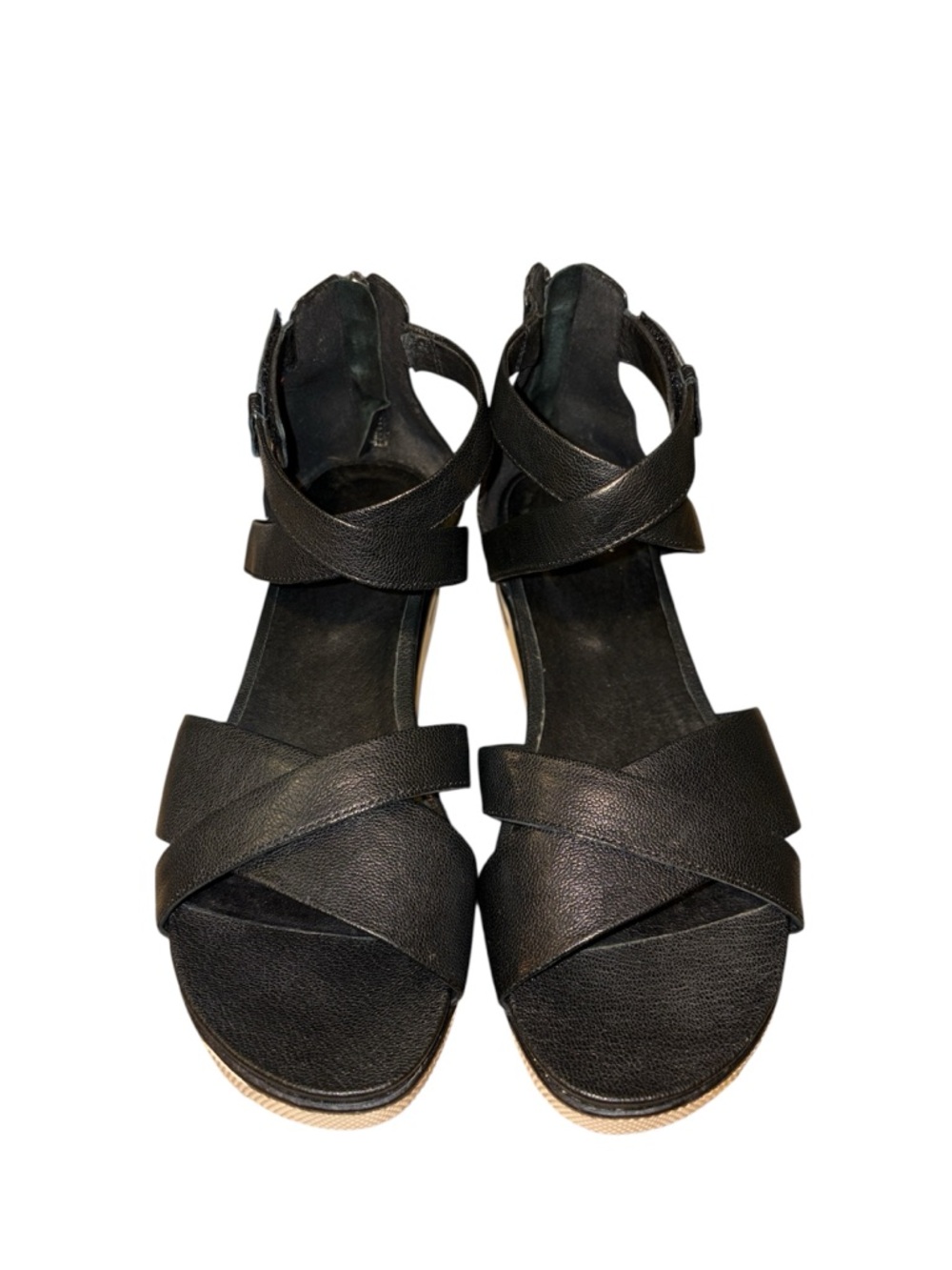 Eileen Fisher Women’s Black Crisscross Ankle-Strap Sandals 8